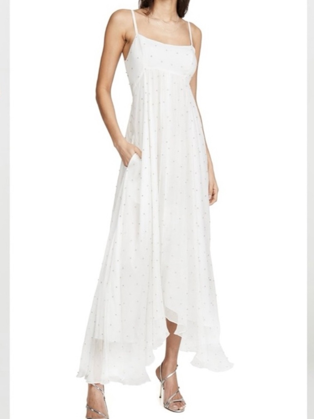 Worn once Azeeza embellished white silk crystal rhinestone dress size XS
